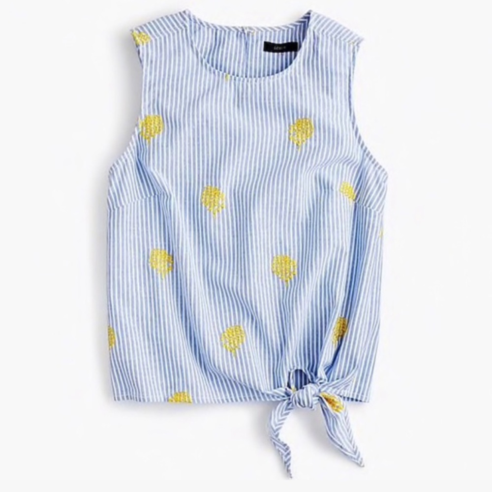 J. Crew Seersucker Embroidered Tank